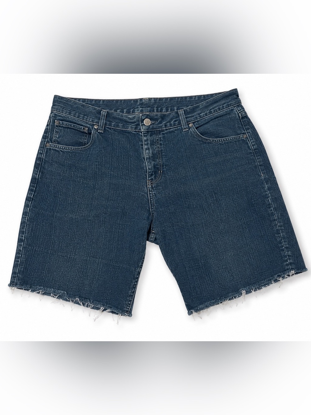 Riders by Lee Women’s Denim Bermuda Shorts Size 14M Blue Jean Cutoff Raw Hem